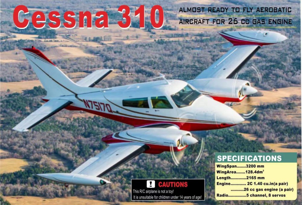 Cessna 310 Red/Gold 3200 mm (CY MODEL)